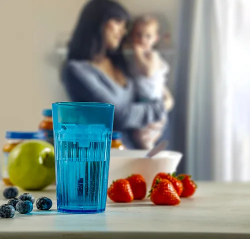 Vista 2 de Reflo Smart Cup - Paquete de vaso inteligente (azul, paquete de 1) Entrenamiento de destete Montessori para niños pequeños, diseño de vaso abierto