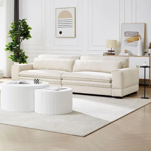 Vista 5 de JUSTONE Sofá modular moderno de 104.72 pulgadas, cómodo sofá de asiento profundo con 2 almohadas para sala de estar, dormitorio, apartamento