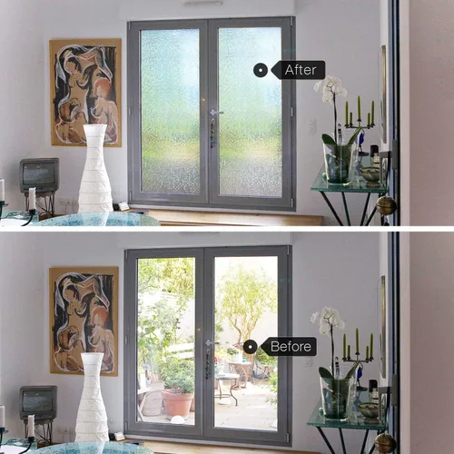 Vista 3 de HIDBEA Película 3D de privacidad para ventana, adhesivos decorativos de arcoíris, tinte de vinilo para control de calor, patrones de mosaico, 17.5 x
