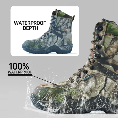 Vista 4 de Botas de caza impermeables para hombre, botas de senderismo ligeras, botas de trabajo tácticas militares, 8 pulgadas aisladas, 14.11 oz Thinsulate