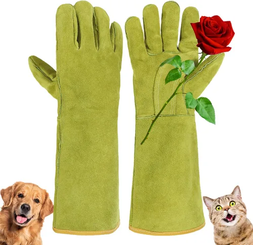 Vista 10 de HANDLANDY Guantes de manejo de animales, a prueba de mordeduras para manejo Negro marrón