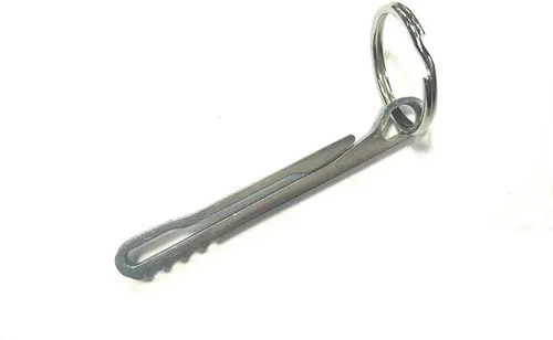 Vista 5 de 2 llaveros de acero inoxidable con hebilla colgante, herramienta portátil EDC Quickdraw
