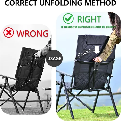 Vista 8 de Silla de camping reclinable para adultos, resistente, sillas reclinables plegables con respaldo alto ajustable de 6 posiciones, sillas de patio