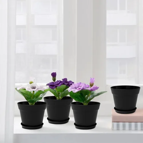 Vista 4 de GARDIFE Paquete de 20 macetas de 4 pulgadas, macetas para plantas de interior, macetas de flores, negras