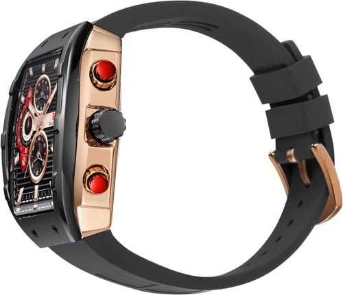 Vista 8 de Watches for Men Original Analog Quartz Waterproof Sport Mens Watches Tonneau Chronograph Luminous Fashion Unique Casual Watch with Silicone Strap