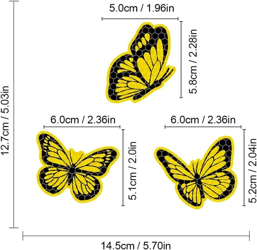 Vista 5 de Juego de 3 calcomanías reflectantes de alta intensidad para automóvil, diseño de mariposa, decoración de coche, impermeable, parachoques de coche