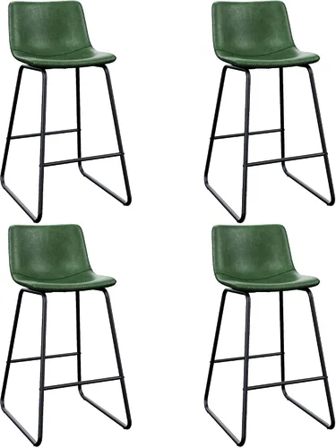 Vista 37 de Juego de 2 Taburetes de Bar, Taburetes de Bar de Altura de Mostrador de 26 Pulgadas con Respaldo, Taburetes de Bar Modernos de Cuero Sintético