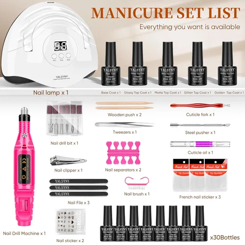 Vista 8 de Kit de esmalte de uñas de gel con lámpara de uñas UV, kit de uñas de gel para remojar, base y capa superior, juego de herramientas para uñas