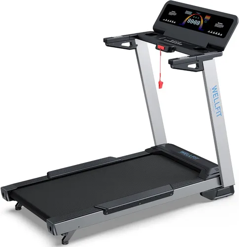 Vista 8 de WELLFIT Cinta de correr para el hogar, cinta de correr resistente con 2 niveles de inclinación con sensor de pulso, 4.0 HP, 10 MPH, capacidad de 450