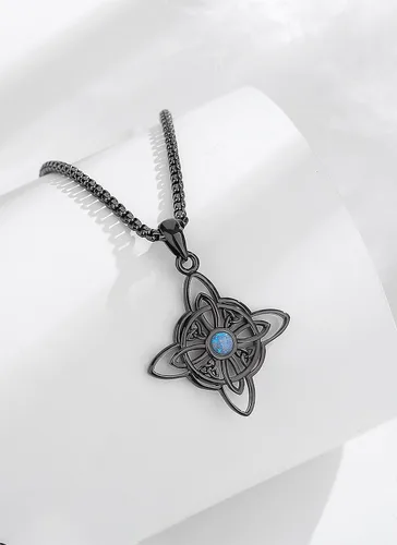 Vista 2 de CELESTIA Nudo de Bruja Plata 925 Plata de ley 925 Collar de nudo de brujas para mujer