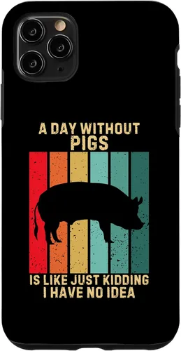 Vista 11 de iPhone 15 Vintage A Day Without Pigs I Have No Idea Animals Lover Case