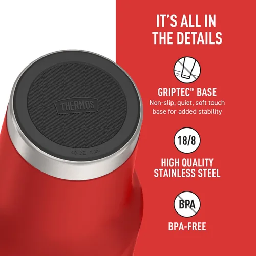 Vista 5 de THERMOS Taza Portavasos de Acero Inoxidable - 40 Onzas, Carmesí - Vaso Aislado con Tapa y Popote, Más Bloqueo Deslizante Resistente a Fugas