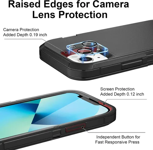 Vista 4 de Funda para iPhone 13 Funda 6.1" con Soporte Plegable y Clip para Cinturón con 2 Protectores de Pantalla + 2 Protectores de Lente de Cámara, Cubierta
