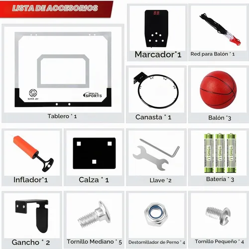Vista 7 de Mini Aro de Baloncesto Sobre la Puerta - Juego de Aro de Baloncesto Montado en la Pared con Accesorios Completos - Juguetes de Baloncesto Regalos