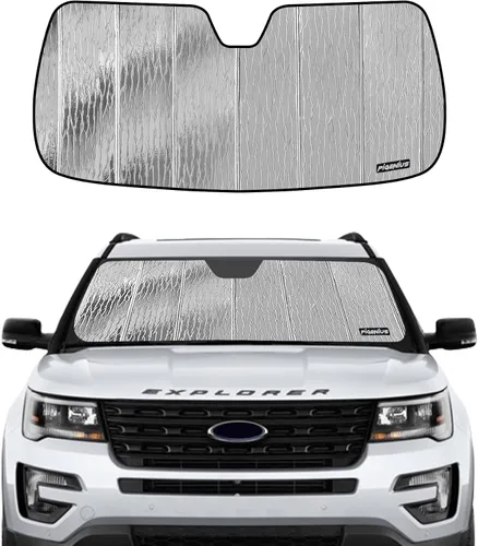 Vista 8 de Pigenius Parasol para parabrisas Ford Explorer 2016-2019, acabado plateado metálico