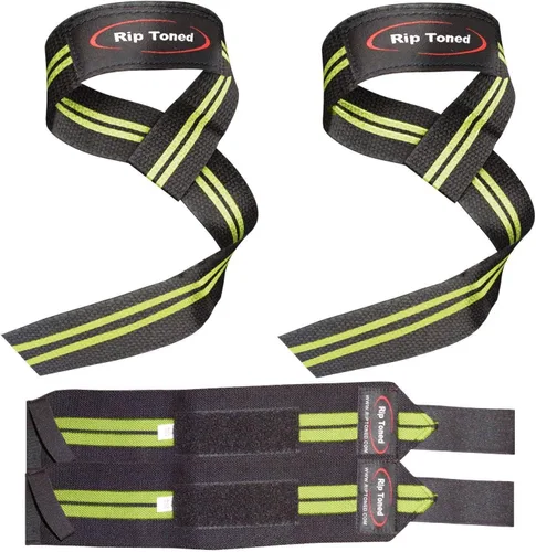 Vista 9 de Rip Toned Wrist Wraps & Lifting Straps Combo – Dynamic Duo Push & Pull Support for Weightlifting – Wrist Support Wraps + Padded Grip Straps for