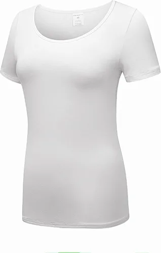 Vista 2 de Playera de manga corta, de OThread & Co., playera básica con cuello bote, para mujer