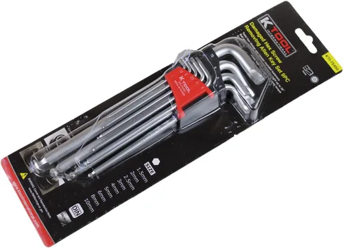 Vista 3 de K Tool 75450 - Juego de extractor de tornillos hexagonales dañados, rango métrico de 9 piezas de 0.059 in a 0.394 in, extractores de extremo