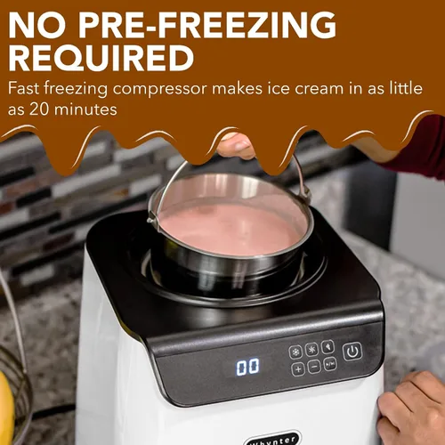 Vista 5 de Whynter Máquina automática para hacer helados de 1.28 cuartos de galón vertical con compresor integrado, pantalla digital LCD y temporizador, sin