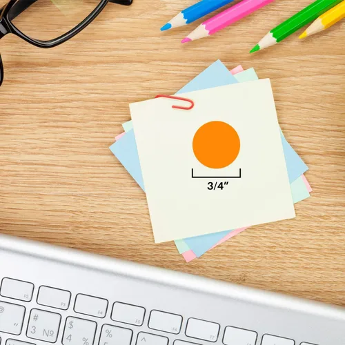 Vista 3 de ChromaLabel Pegatinas de punto extraíbles naranjas de 3/4 pulgadas, 1000