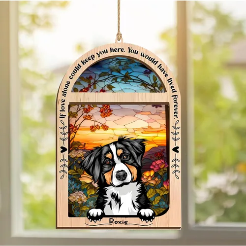 Vista 133 de LOVELYPOD Adorno de Navidad personalizado de sabueso afgano, atrapasoles con nombre, regalos de pérdida de mascotas, regalos para amantes