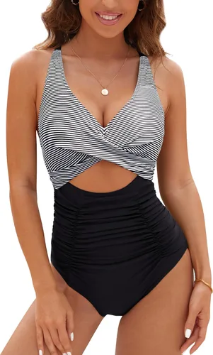 Vista 12 de Blooming Jelly Traje de baño de una pieza para mujer, con control de abdomen, fruncido, adelgazante, 2026 Negro