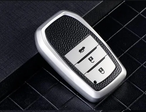 Vista 11 de DOUKI Leather TPU Car Key Cover Case Holder, for Toyota RAV4 Crown Hilux Fortuner Innova Camry Land Cruiser Prado Yaris Corolla 55 50