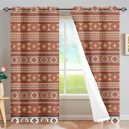 Vista 59 de Dreaweet African Tribal Blackout Curtains 63 Inch Long 2 Panels Set Bohemian Ethnic Geometric Grommet Top Thermal Insulated Curtains for Living Room
