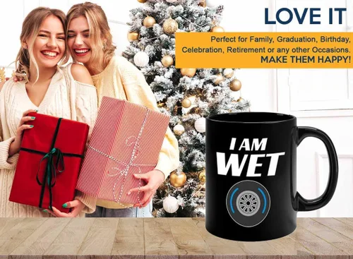Vista 6 de Taza de café Racer de 11 onzas, color negro, I'm Wet - Fuel Speed Racer Car Guys Circuit Automotive Racing Boy Regalos para él, papá, hombres, novio