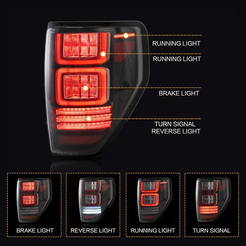 Vista 2 de VLAND Conjunto de luces traseras para Ford F-150 2009-2014, conjunto de lámpara trasera con señal de giro, luces de marcha atrás, Plug-and-play
