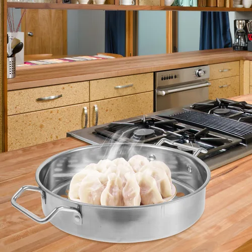 Vista 8 de Housoutil Colador de agujeros grandes con asa, colador de agujero de acero inoxidable, vaporizador de cocina para espaguetis, fideos, verduras