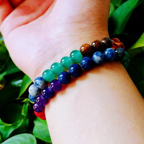 Vista 13 de Pulseras de triple protección con piedra de ojo de tigre de obsidiana negra con hematita para hombres y mujeres, pulsera de piedra curativa