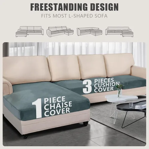 Vista 7 de ANARACHON Fundas de Cojines para Sofá Seccional de 4 Piezas de Terciopelo Separadas en Forma de L Funda de Sofá Elástica Forro Lavable Protector