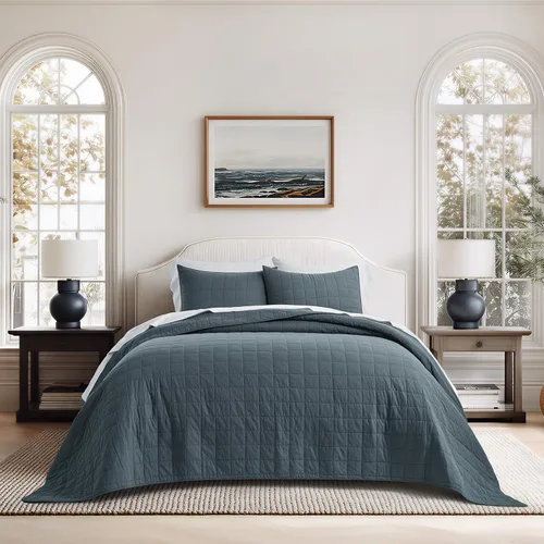 Vista 19 de EVERGRACEHOME - Juego de edredón de punto de caja 100% algodón, tamaño Queen, abedul Garment-Washed Softness, Lightweight All-Season Warmth, Cozy
