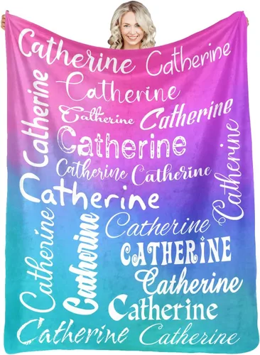 Vista 23 de Manta personalizada con nombre, manta personalizada de franela para niños, mujeres, hombres, Navidad, cumpleaños, madre, padre, día de San Valentín