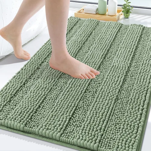 Vista 80 de Grandaily Alfombras de baño de felpilla a rayas de 24 x 16 pulgadas, extra gruesas y suaves, absorbentes, parte trasera de goma, alfombra de ducha