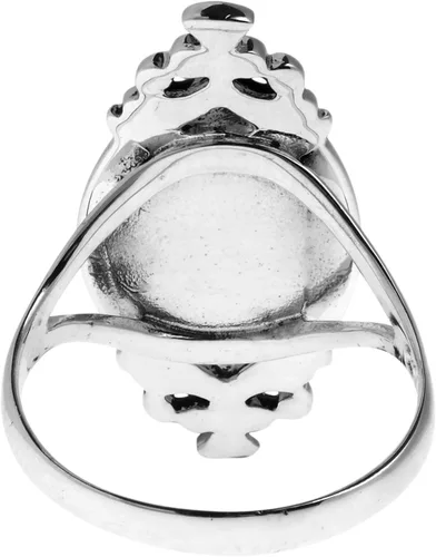Vista 3 de Anillo ovalado de plata esterlina 925 de estilo vintage de ónix negro simulado