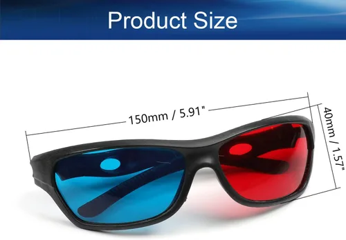 Vista 2 de Othmro Gafas de estilo 3D duraderas, gafas de visión 3D, gafas de juego de películas 3D, gafas de juego de películas rojo-azul, gafas 3D, marco
