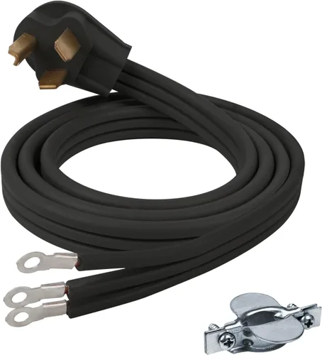 Vista 11 de Cable de secado de 3 puntas, 4 pies SRDT 10/3, cable de alimentación de extensión de electrodomésticos de 30 amperios, NEMA 10-30, negro