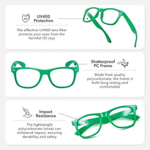 Vista 3 de LEICO FASHION Lentes transparentes sin receta retro para hombres y mujeres lentes falsos para disfraz de cosplay