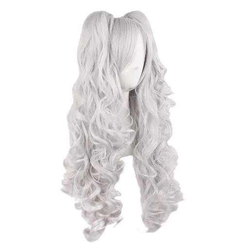 Vista 16 de Peluca MapofBeauty Lolita para disfraz, cabello largo, rizado, con coleta, Blanco
