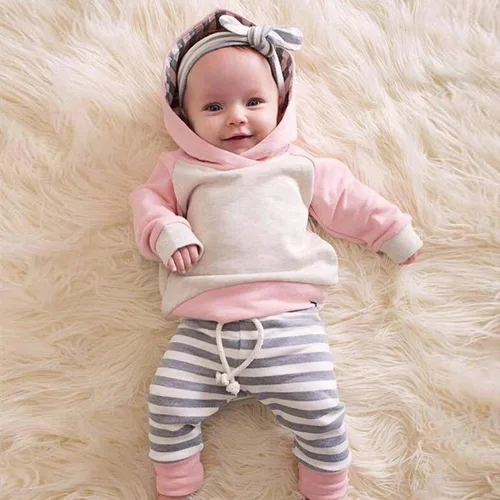 Vista 2 de Conjunto de sudadera con capucha de manga larga para bebés y niñas