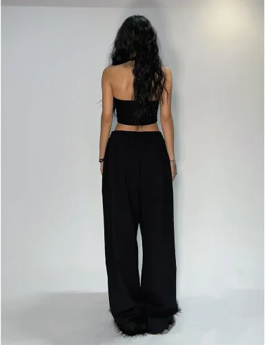 Vista 9 de Pantalones deportivos de pierna ancha para mujer, pantalones holgados Y2k de pierna recta con bolsillos, pantalones Y2K de tiro bajo