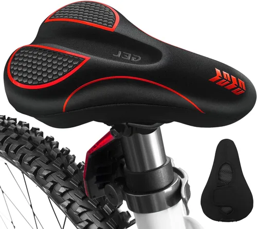 Vista 8 de Cojín de asiento de bicicleta – Funda de asiento de bicicleta de gel acolchada para hombres y mujeres, cómodo sillín de bicicleta suave compatible