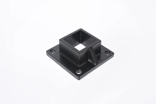 Vista 4 de Brida de poste de montaje en el suelo para poste de valla cuadrada de 2 pulgadas y barandilla de cubierta, resistente, aluminio, negro