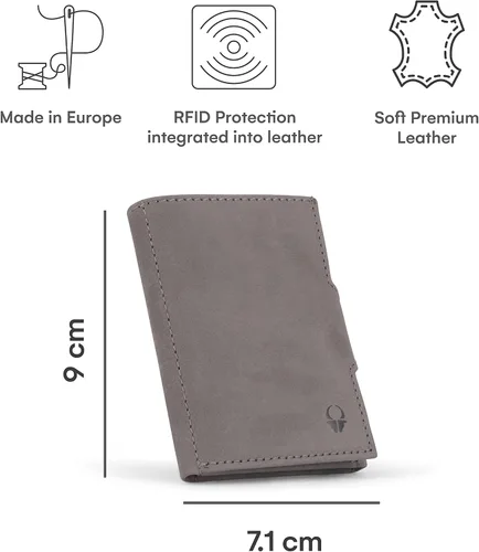 Vista 5 de DONBOLSO Wallet NextGen I - Cartera delgada moderna sin bolsillo para monedas, hasta 11 tarjetas, Gris Vintage, Vintage