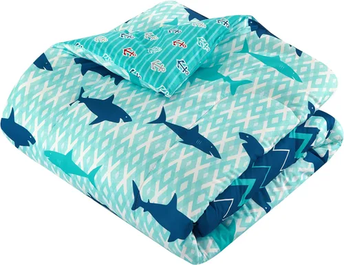 Vista 2 de Idea Nuova Sea Shark - Cama en una bolsa, individual, multicolor azul