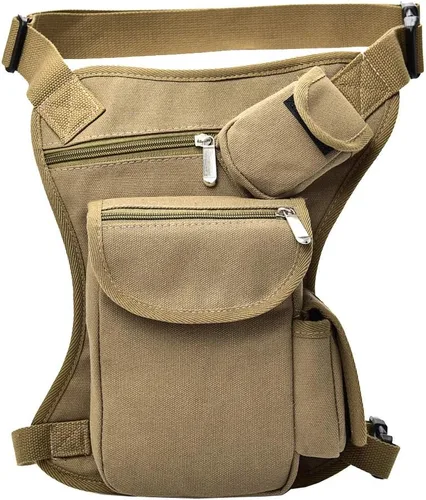 Vista 30 de Canvas Drop Leg Bag Outdoor Waist Pack for Men Women Tactical Military Motorcycle Bike Cycling Multi-Pocket Waist Fanny Pouch Travel Hiking Climbing