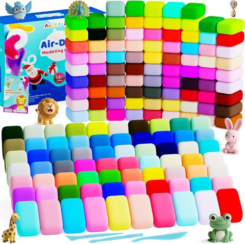 Vista 7 de Aestd-ST Arcilla seca al aire 102 colores, arcilla de modelado para niños, arcilla mágica de bricolaje