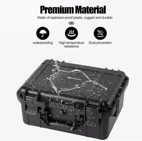Vista 5 de Estuche rígido pequeño impermeable con inserto de espuma personalizable para bricolaje, protección portátil para cámara, drones, equipos